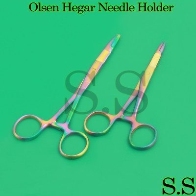 Olsen Hegar Needle Holder 5.5'' 6.5'' MULTI TITANIUM RAINBOW COLOR Set