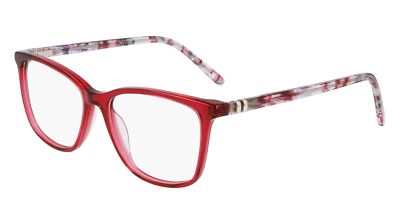 New MARCHON M-5024 625 Crystal Red Eyeglasses with Red Marble Temples 55/15/140