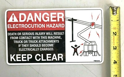 DANGER Electrocution Hazard Decal Sticker Warning Bucket Truck 7'' x 4''