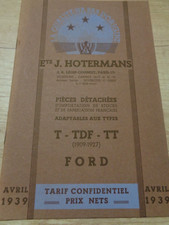 catalogue tarif - 1939 - Ford - modèle T - TDF - TT - ( 1909 - 1927 )