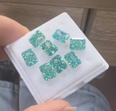 8Ct Natural 8Pc Radiant Cut Green Color diamond CERTIFIED D Grade VVS1 +1 C35R
