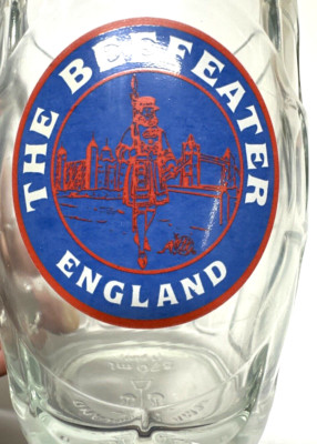 RARE The Beefeater England 1 Pint 5'' T Beer Glass England Dimple Thumb Print Pub