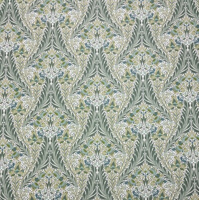 BALLARD DESIGNS EVIE GREEN BLUE STYLIZED FLORAL MULTIUSE FABRIC BY YARD 54''W