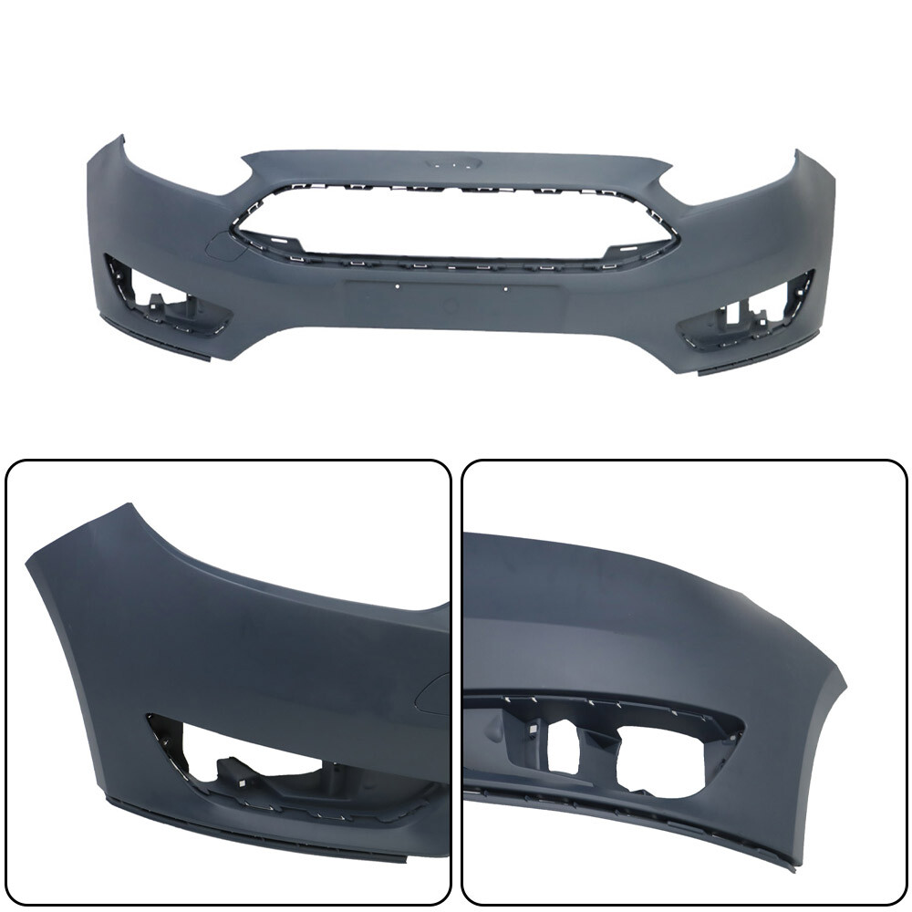 For Ford Focus 15-2018 Front Bumper Cover+Upper Grille w/Fog Light (Cover) Pair