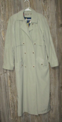 BraeFair Vtg 80s 90s Womens Trench Coat Jacket Sz 8 Light Green Lined Vented