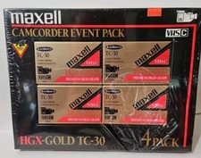 4 Pack Maxell VHS-C HGX-Gold TC-30 Blank Camcorder Video Cassette New Sealed