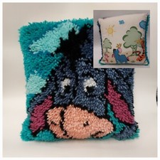 Eeyore Completed Latch Hook 12  Throw Pillow Double Sided Vintage Room Decor EUC
