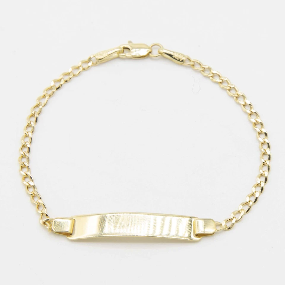 Kids Engravable ID Miami Curb Bracelet Real 10K Yellow Gold 6" - Image 4 of 4