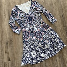 Eliza J colorful mandala print ruffle hem 0 petite dress