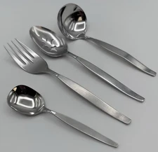 Oneida Community Frostfire Stainless Flatware Serving Set of 4 Slotted Spoon