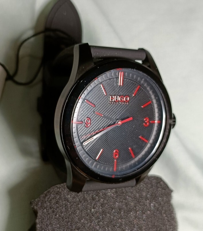 Hugo Boss Mens Black Watch Plated Silicone Strap Multi Textured 