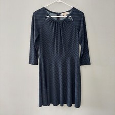 Michael Kors dress Medium Petite black blue floral polka dot cutout neckline