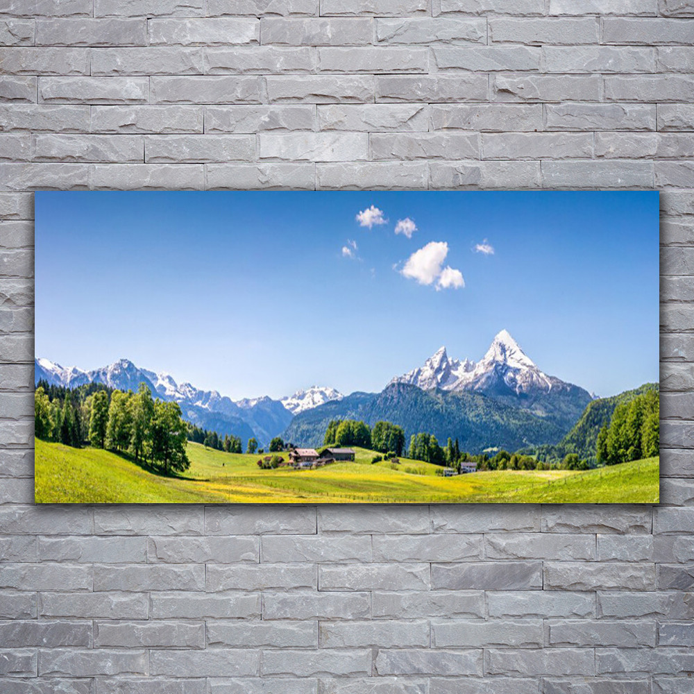 Tableau acrylique de luxe motif arbres et montagne Tulup en 120x60cm