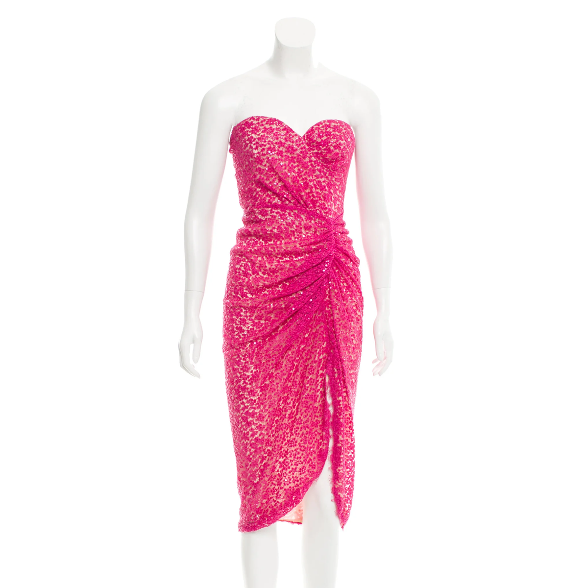 Michael Kors Collection Fuchsia Sequined Lace Bustier Dress Size 2 Michael Kors Collection Fuchsia Sequined Lace Bustier Dress Size 2