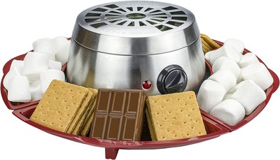 Electric Stainless Steel S Mores Maker Fondue Pot With 4 Trays 4 Roasting Forks