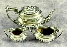Vtg 1955 Miniature Sterling Silver Tea Set Dollhouse A Martson - Hallmarks - 19g