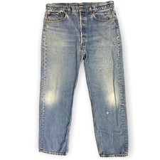 Vintage Levi's 501xx Blue Straight Button Fly Distressed Jeans Made in USA 38x33