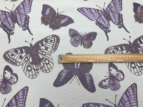 TAPESTRY FABRIC UPHOLSTERY MATERIAL FIRE RETARDANT 140 CMS diamonds butterfly - Picture 7 of 54