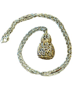 Vintage Florenza Mini Gold Tone Bal-de-Parfum Perfume Necklace Pendant ￼