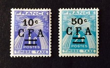 REUNION CFA FRANCE TIMBRE TAXE 50FR 10FR BOTH ARE NEAR MINT & FREE GIFT