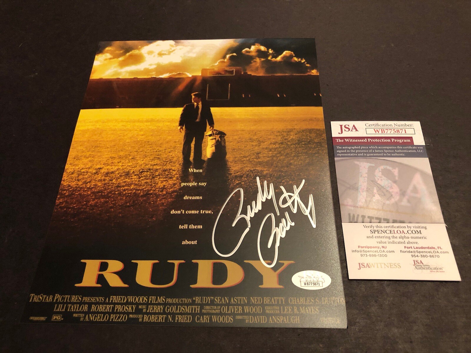 JSA RUDY RUETTIGER SIGNED NOTRE DAME AUTOGRAPHED MOVIE POSTER PHOTO 8x10 871 