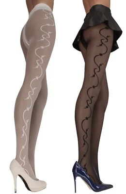 Patterned Tights Ann 20 denier Black size S - 2XL New Just Beauty Touch