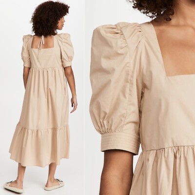 knee length dresses for ladies Petal and Pup Women's Annette Puff Sleeve Shirred Midi Dress main image 1