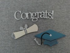 Set of 3 Metal Magnets Graduation Grad Congrats Diploma Mortarboard Celebrate