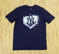 New York Yankees Majestic Blue Athletic Shirt Boy's Large L Home Plate MLB