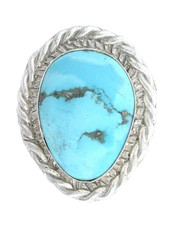 Vintage Handmade Casted Southwest Pure Sterling Silver Turquoise Cabochon Ring