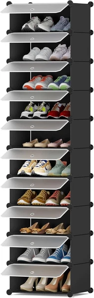 Schuhregal Mit 10 Ebenen, Schuhschrank Schmal Schuhaufbewahrung FüR Flur Schlafz-image