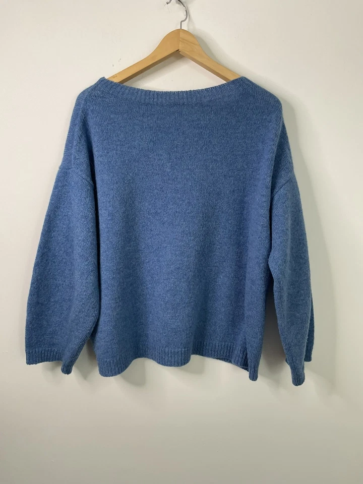 Toast Heathery Wool Jumper Sweater Size Large Blue Knit Pullover new wool - Image 3 of 4