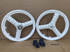 20 Bicycle Plastic White Mag Wheels 3 Spoke Set For Gt Dyno Bmx Old School Rims