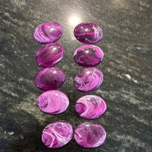 10PCS Purple Oval Marble Acrylic Flat Back Cabochons 29x21mm