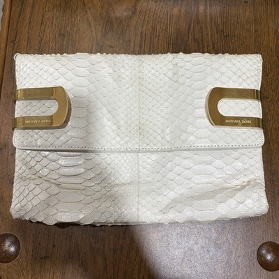 *Rare* Vintage Michael Kors Authentic Purse Clutch Bag White Snakeskin Python
