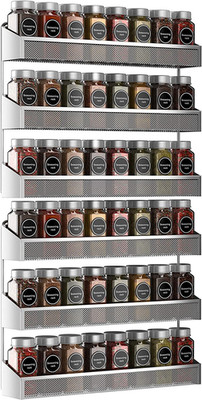 Spice Rack Organizer Chrome Countertop Stand or Wall Mount Shelf 2 Pack 3-Tier