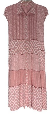 April Cornell Maggie Patchwork Dress Floral Cottage Tiered Midi. India SZ XL 