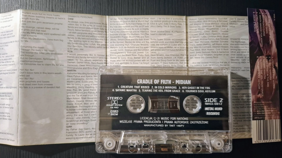 Cradle Of Filth – Midian 2000 MC Tape Cassette Dimmu Borgir, Ulver - Image 2 of 2