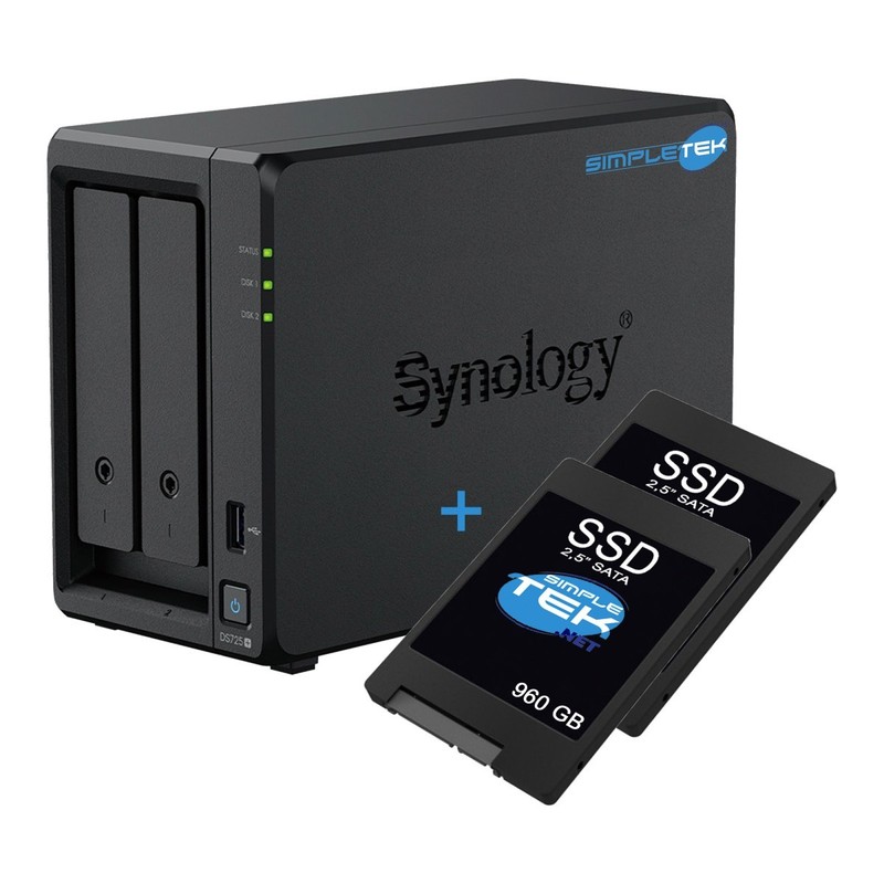 Synology Ds725+ Nas 2-bay 2x Nvme + 2x Ssd 960gb Lan 2.5gbe 4gb Ram Ddr4 Ecc_