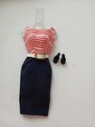 Vintage Barbie Doll 1960 Cruise Stripes Dress, Shoes , Belt Japan #918 Exc.