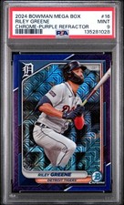 2024 BOWMAN MEGA BOX CHROME PURPLE REFRACTOR #16 RILEY GREENE 229/250 PSA 9