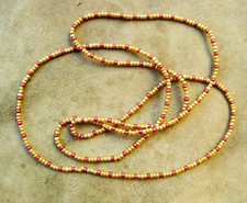 Halskette ~Mini-Glasperlen gold & kupferfarbig glänzend~; Länge 82cm, ungetragen