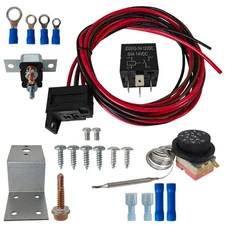 Adjustable Electric 12V Radiator Fan Thermostat Control Relay Wire Kit Car Truck