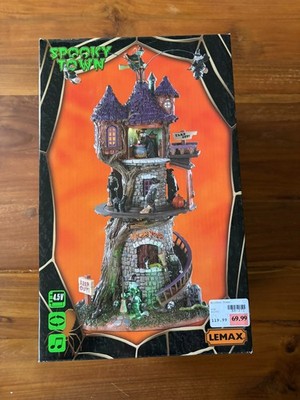 2019 Lemax Spooky Town Witches Tower Sights and Sounds Tested EUC!!