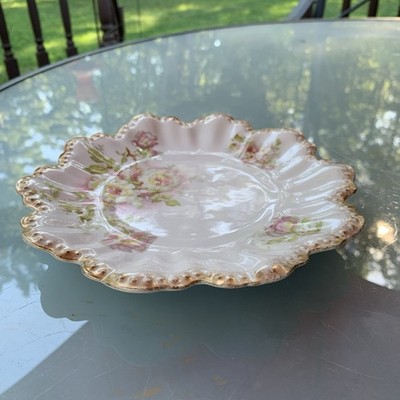 A Lanternier Limoges Plate AL Anchor 1891-1914 France Fluted