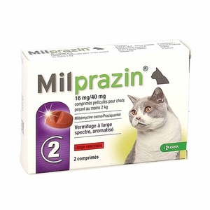 MILPRAZIN VERMIFUGE À LARGE SPECTRE POUR GRANDS CHATS BOITE DE 2 COMPRIMÉS