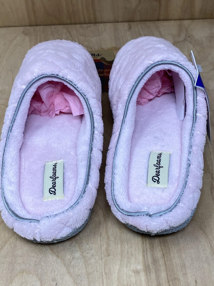 Zapatillas Dearfoams para mujer talla 9-10 rosa espuma viscoelástica acolchado zueco DCOM 51705 Foto 2 de 4