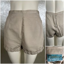 Vintage 1950's CATALINA SPORTSWEAR Tan Canvas Cotton Shorts High-waisted XS