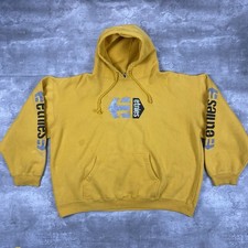 vintage Etnies hoodie sweatshirt 90s y2k pullover skate yellow spell out boxy