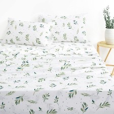 - Botanical Bed Sheets, 100 Cotton, 4-Piece Sheet Set, Cottagecore Floral Pl...